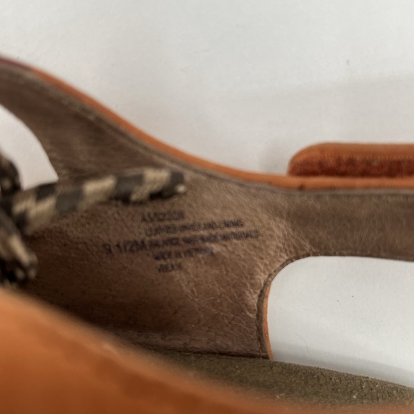 Bionica Women's Ghillie Sirus Wedge Leather Sandals Size 9.5 Orange Cognac - Picture 12 of 12